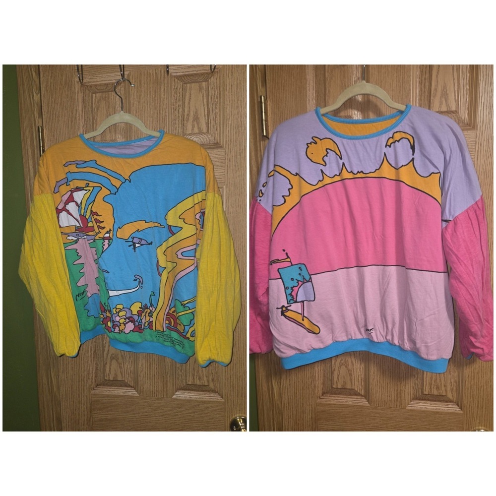 Peter Max Reversible Sweatshirt Mystic Sailing 1989 NeoMax Signature Series